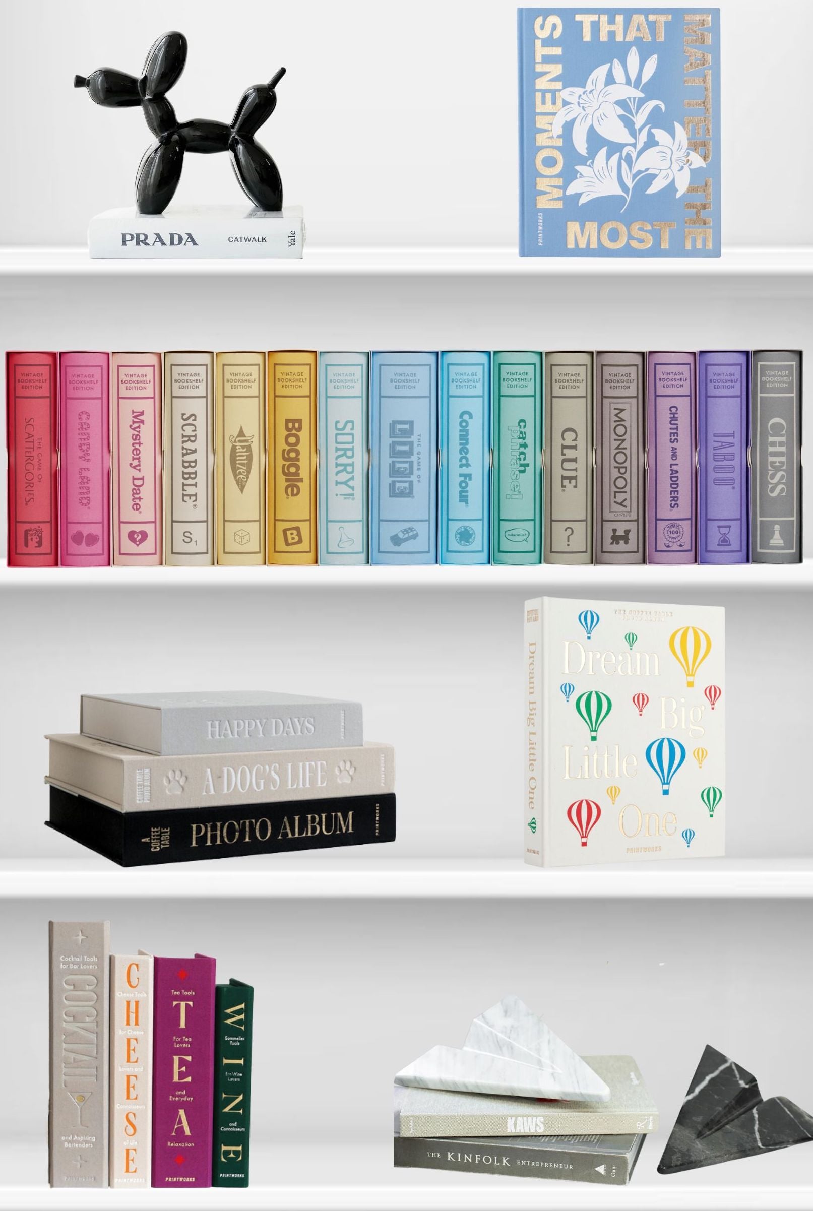Vintage bookshelf edition juegos de mesa en forma de libro decorativo