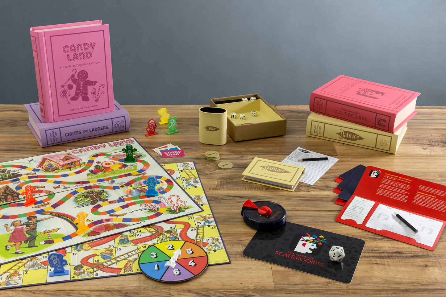 Vintage bookshelf edition juegos de mesa en forma de libro decorativo_candyland_chutesandladders