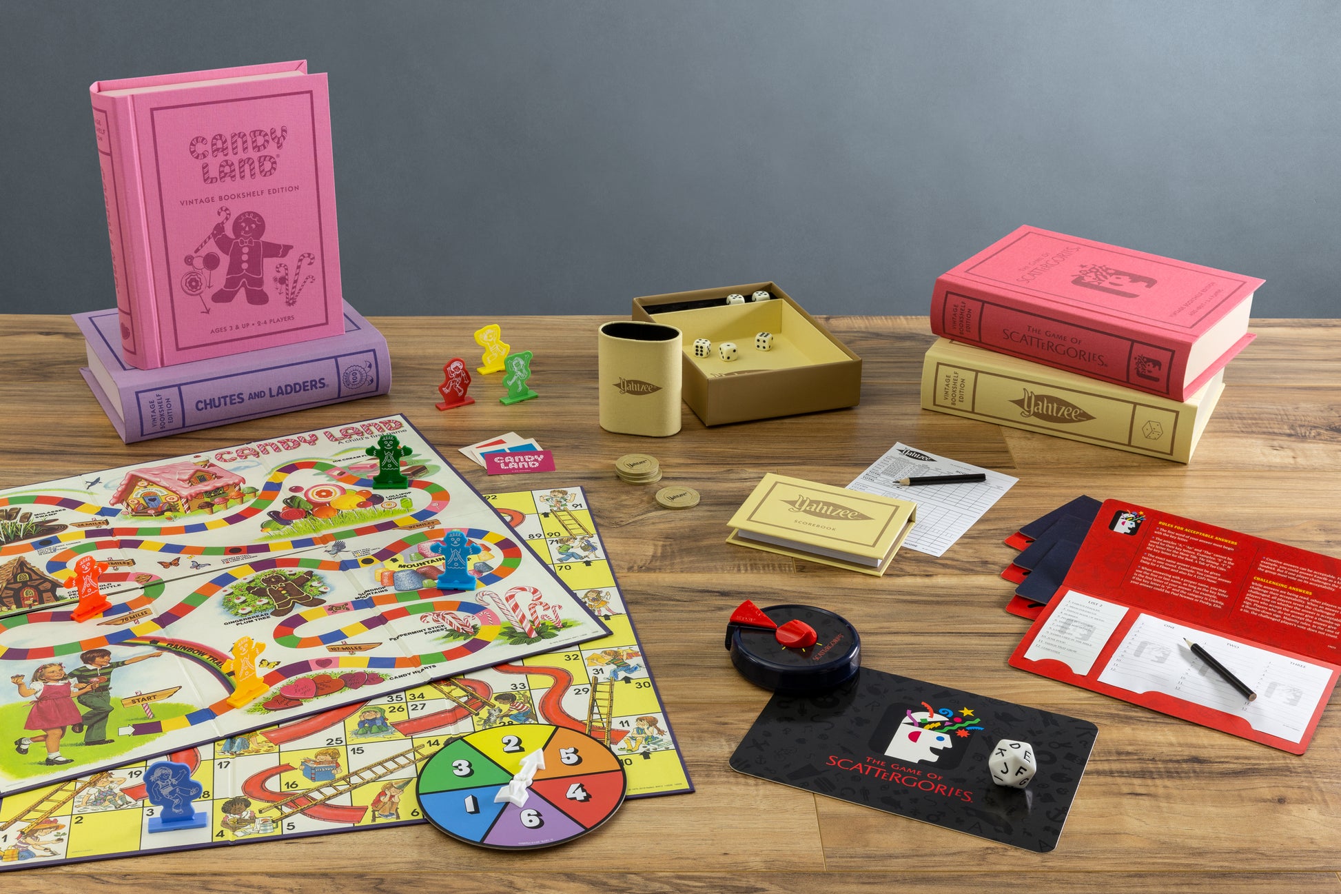 Vintage bookshelf edition juegos de mesa en forma de libro decorativo_candyland_chutesandladders